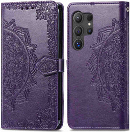 imoshion Hoesje Geschikt voor Samsung Galaxy S24 Ultra Hoesje Met Pasjeshouder - imoshion Mandala Bookcase - Paars