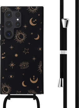imoshion Hoesje Geschikt voor Samsung Galaxy S24 Ultra Hoesje Met Koord - imoshion Siliconen design hoesje met koord - Zwart / Sky Black