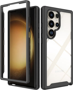 iMoshion Hoesje Geschikt voor Samsung Galaxy S24 Ultra Hoesje - iMoshion 360° Full Protective Case - Zwart / Transparant
