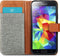 iMoshion Hoesje Geschikt voor Samsung Galaxy S5 Plus / S5 Neo / S5 Hoesje Met Pasjeshouder - iMoshion Luxe Canvas Bookcase - Grijs