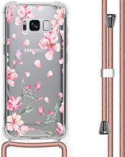 iMoshion Hoesje Geschikt voor Samsung Galaxy S8 Hoesje Met Koord - iMoshion Design Hoesje met Koord - Roze / Transparant / Blossom Watercolor