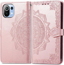 iMoshion Hoesje Geschikt voor Xiaomi Mi 11 Lite (4G) / Mi 11 Lite (5G) / 11 Lite 5G NE Hoesje Met Pasjeshouder - iMoshion Mandala Bookcase - Rosé Goud