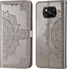iMoshion Hoesje Geschikt voor Xiaomi Poco X3 Pro / Poco X3 Hoesje Met Pasjeshouder - iMoshion Mandala Bookcase - Grijs