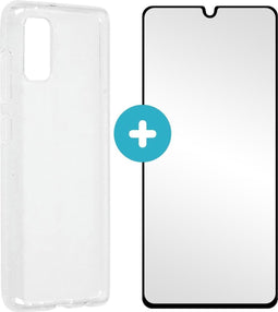 iMoshion Hoesje met screenprotector Geschikt voor Samsung Galaxy A41 Hoesje met screenprotector - iMoshion Softcase Backcover + Glas Screenprotector smartphone - Transparant
