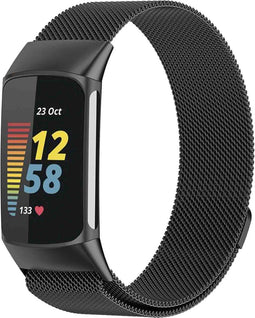 imoshion Milanees magnetisch bandje - Geschikt voor Fitbit Charge 6, Charge 5 - Zwart - S