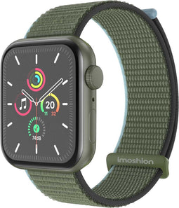 imoshion Nylon⁺ bandje - Geschikt voor Apple Watch 1, 2, 3, 4, 5, 6, 7, 8, 9, 10 (42 mm), SE - 38/40/41 mm - Donkergroen - One Size