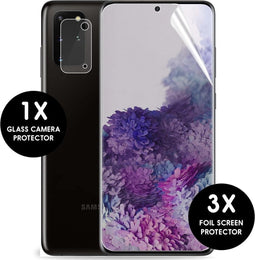 iMoshion Screenprotector Geschikt voor Samsung Galaxy S20 Plus Inclusief Camera Lens protector - iMoshion Screenprotector Folie 3 Pack + Camera Protector Glas