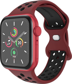 imoshion Sport⁺ bandje - Geschikt voor Apple Watch 1, 2, 3, 4, 5, 6, 7, 8, 9, 10 (42 mm), SE - 38/40/41 mm - Wine Red & Black - S/M
