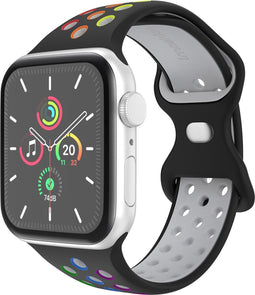 imoshion Sport⁺ bandje - Geschikt voor Apple Watch 1, 2, 3, 4, 5, 6, 7, 8, 9, 10 (42 mm), SE - 38/40/41 mm - Black Rainbow - M/L