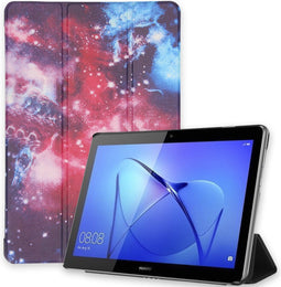 iMoshion Tablet Hoes Geschikt voor Huawei MediaPad T3 10 inch - iMoshion Design Trifold Bookcase - Meerkleurig / Paars /Space