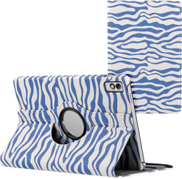 imoshion Tablet Hoes - Geschikt voor Lenovo Tab M10 5G - 360° Draaibare Design Bookcase 2.0 - White Blue Stripes