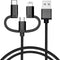 imoshion USB C,Micro-USB,Geschikt voor Lightning naar USB A Kabel - 1.5 meter - Snellader - Oplaadkabel geschikt voor iPhone 11/12/13/14 - Stevig gevlochten materiaal - Zwart