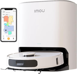 Imou RV3 - Robotstofzuiger met grondinge dweilborstels - Razendsnelle inkaartbrenging door LIDAR sensor - Opslag Plattegrond 3 Verdiepingen - Automatische lediging - AI Aangedreven door Imou Sense - 8500 Pa - 180 minuten aaneengesloten reinigen