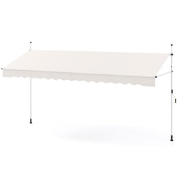 Coast 400x120/135/150x210-300 cm Witte Balkonzonwering Zonder Boren met Handkurbel – In Hoogte Verst