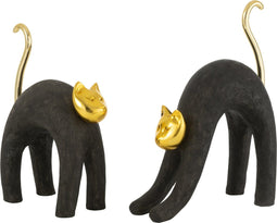 J-Line figuur kat Modern - goud/zwart - 2 stuks