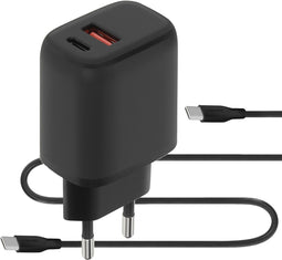 Mobiparts - Wall Charger - 20W Dual USB-C/USB-A met USB-C naar USB-C kabel - Zwart