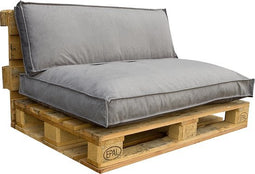 In The Mood Collection Royal Palletkussens - L120 x B80/40 x H12 cm - Velvet - Lichtgrijs