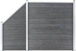 vidaXL - Schuttingset - 1 - vierkant - en - 1 - schuin - 273x186 - cm - HKC - grijs