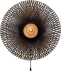 GOOD&MOJO Wandlamp Kalimantan - Bamboe/Zwart - Ø87cm - Binnen Modern