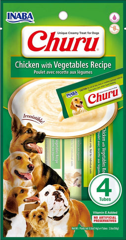Inaba Churu Dog Chicken With Vegetable Recipe - Hondensnacks - 4 x 14 g