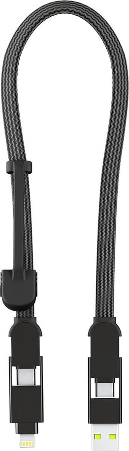 inCharge oplaadkabel XL 30cm - Alles in één Oplaadkabel iPhone, Samsung - USB, USB-C, Lightning - Zwart