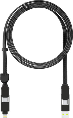 inCharge XL 2m l Alles in één Oplaadkabel iPhone, Samsung - USB, USB-C, Lightning - Zwart