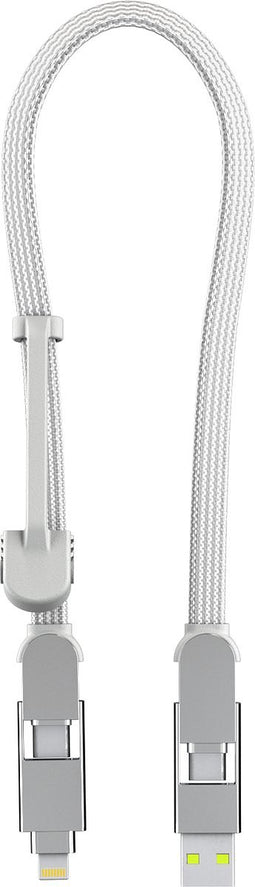 inCharge XL 30cm l Alles in één Oplaadkabel iPhone, Samsung - USB, USB-C, Lightning - Wit