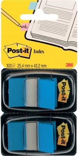 Indextabs 3M Post-it 680 25.4x43.2mm duopack blauw