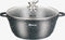 Inductie Marmeren braad- soeppan Ø 28 cm | Alle Warmtebronnen | 5.7 Liter Kookpan Met Glazen Deksel - Antiaanbaklaag - Aluminium - Zwart