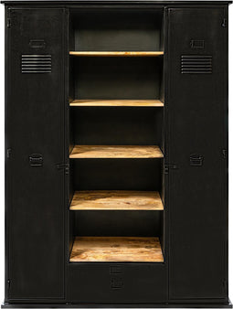 Industriële Boekenkast - Zwart Metaal & Mangohout