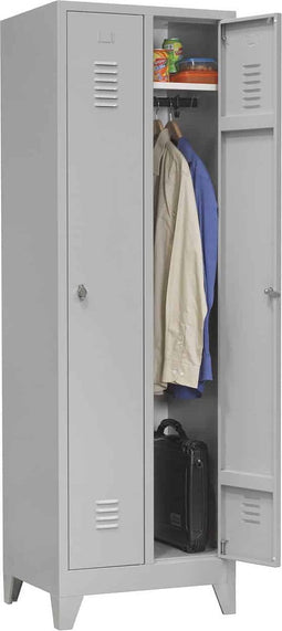 Industriële locker garderobekast 2- delig deur rood met pootjes en cilinderslot
