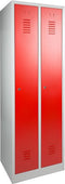 Industriële locker garderobekast 2- delig met pootjes deur grijs en opening voor hangoogsluiting (zonder hangslot geleverd)
