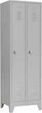 Industriële locker garderobekast 2- delig met pootjes deur grijs en opening voor hangoogsluiting (zonder hangslot geleverd)