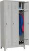 Industriële locker garderobekast 3- delig blauw op de sokkel en opening voor hangoogsluiting (zonder hangslot geleverd)