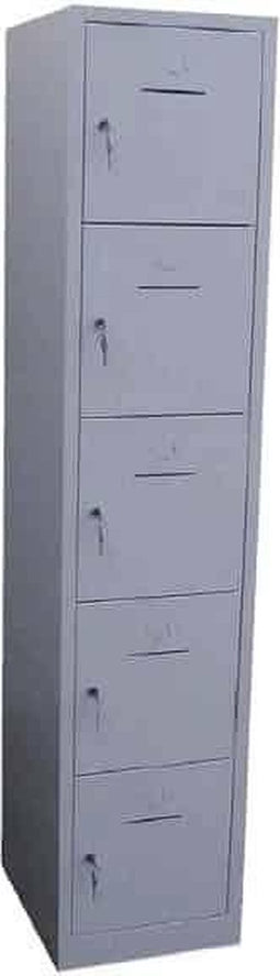 Industriële locker garderobekast 5 deurs (190x41,5x45 cm) Aluminium en cilinderslot