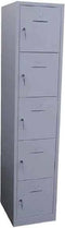 Industriële locker garderobekast 5 deurs (190x41,5x45 cm) Aluminium en cilinderslot