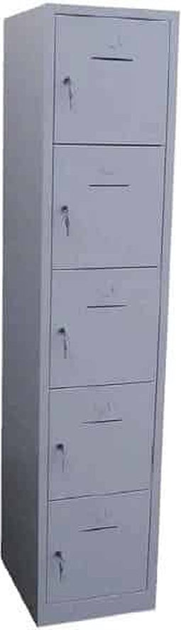 Industriële locker garderobekast 5 deurs (190x41,5x45 cm) Aluminium met hangoogsluiting (excl. hangslot)