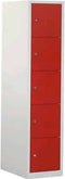Industriële locker garderobekast 5 deurs (190x41,5x45 cm) Lichtgrijs en cilinderslot