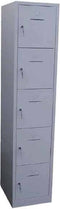 Industriële locker garderobekast 5 deurs (190x41,5x45 cm) Lichtgrijs hangoogsluiting (excl. hangslot)