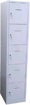 Industriële locker garderobekast 5 deurs (190x41,5x45 cm) Rood en cilinderslot