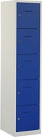 Industriële locker garderobekast 5 deurs (190x41,5x45 cm) Wit en cilinderslot