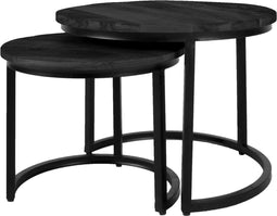 Industriële Salontafel Set van 2 Alex - Zwart Mangohout