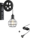 Industriële Wandlamp Zwart - Incl. Stekker & Schakelaar - Katrol lamp vintage - Wandlampen - Lamp industrieel