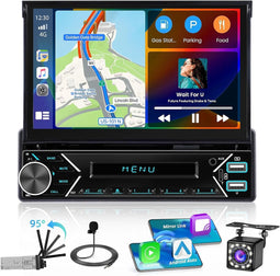 Inefala - 1 DIN Autoradio met 7 Inch Opvouwbaar Touchscreen & CarPlay/Android Auto
