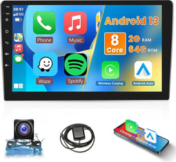 Inefala - Android 13 Autoradio - 2 Din - Draadloze CarPlay en Android Auto
