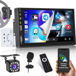 Inefala - Autoradio Bluetooth 1 DIN - Draadloze Carplay en Android Auto
