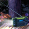 infactory Crankradio: batterijvrije zonne-& dynamo-kofferradio met LED-lamp (zonne-radio)