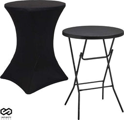 Infinity Goods Stevige Zwarte Statafel Incl. Zwarte Statafelrok - Partytafel - Robuust en Weersbeste