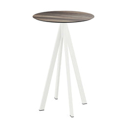 Infinity Statafel wit frame + Tropical Wood HPL Ø70 cm