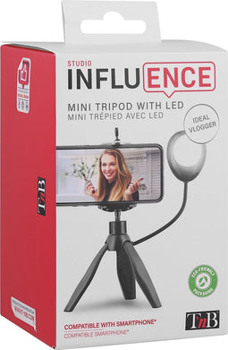 Influence - mini-tripod met LED ring voor smartphones